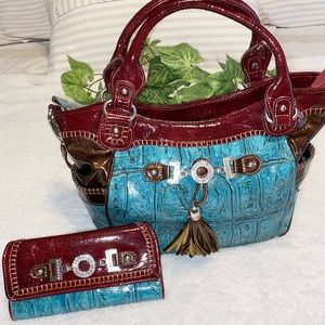 Vintage Turquoise Patent Leather Purse